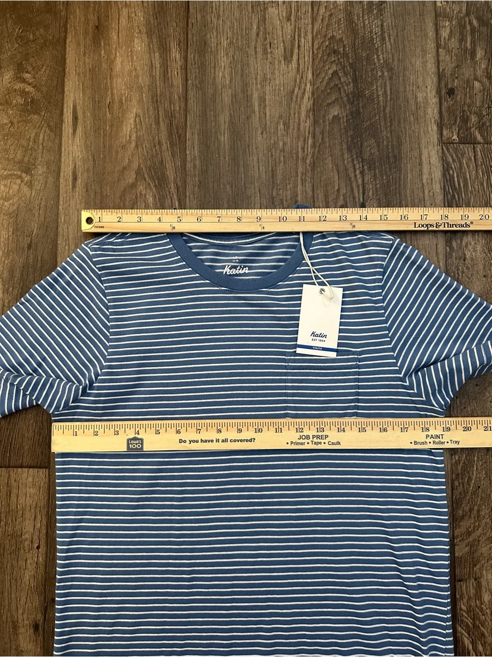Katin 100% Cotton Casual Short Sleeve T-Shirt Boy’s Size L Striped Blue